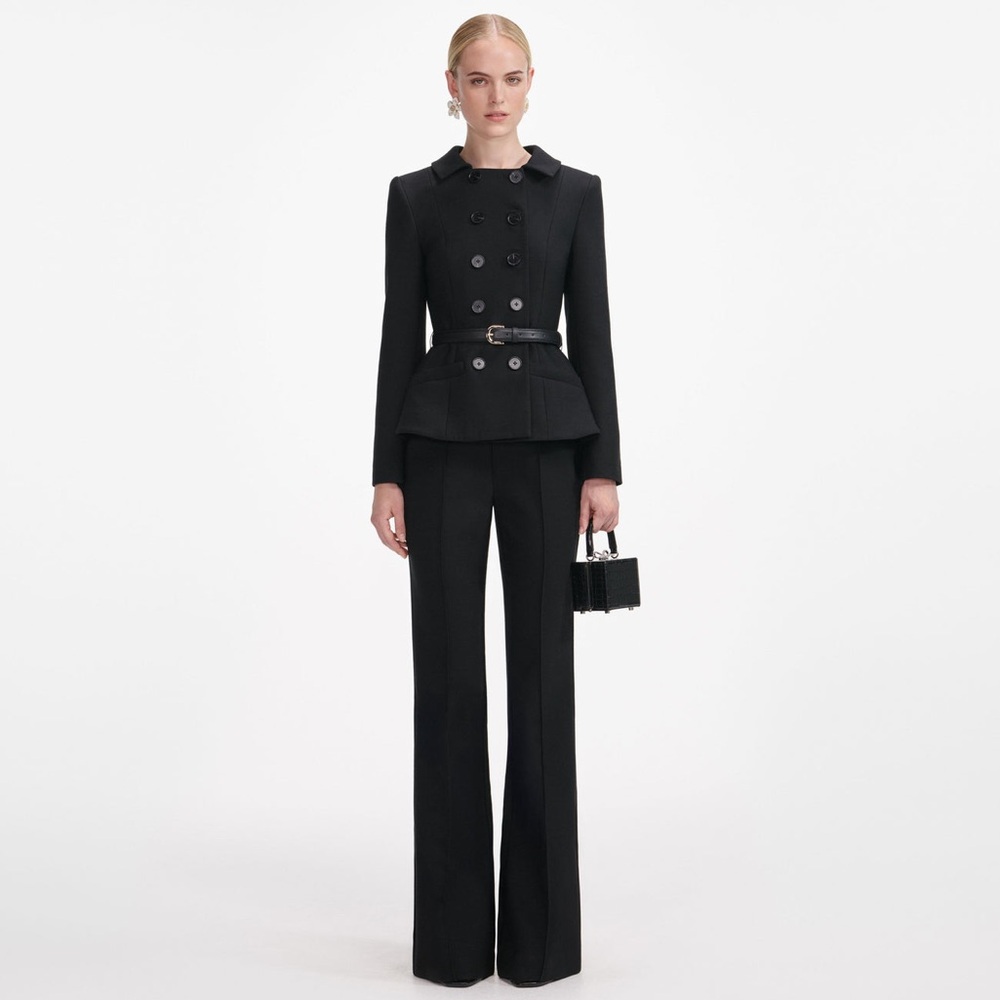 Self-Portrait Black Wool Double Breasted Jumpsuit